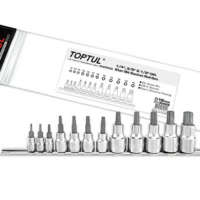 TOPTUL 12PCS 1/4", 3/8" & 1/2" DR. Star Bit Socket Rail Set