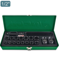 TOPTUL 18PCS 1/2" DR. 6PT Flank Impact Socket Set