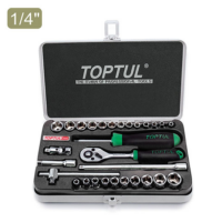 TOPTUL 29PCS 1/4" DR. 6PT Socket Set (METRIC & SAE)