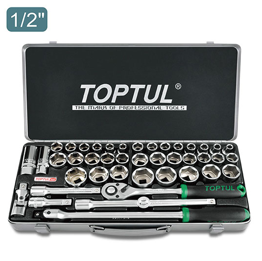 TOPTUL 43PCS 1/2" DR. Socket Set (METRIC & SAE)